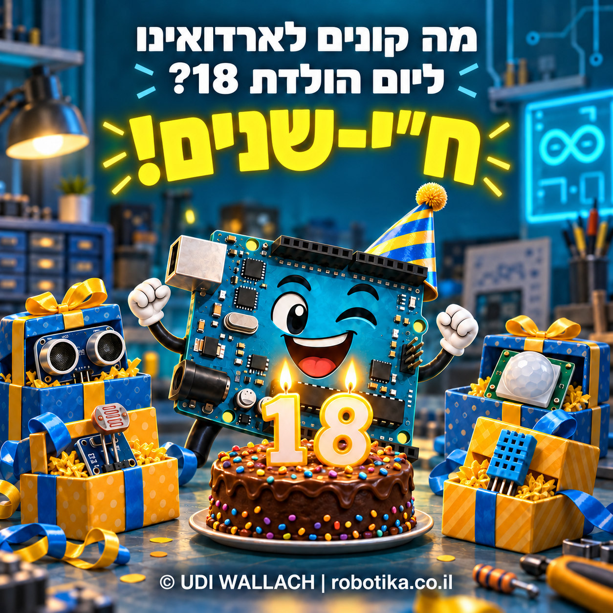 בדיחת ארדואינו: מה קונים לארדואינו ליום הולדת 18? חי״ו-שנים!