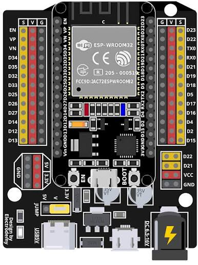 לוח הרחבה ל-ESP32 עם 30 פינים עם שלישיות G, V, S ליד כל פין